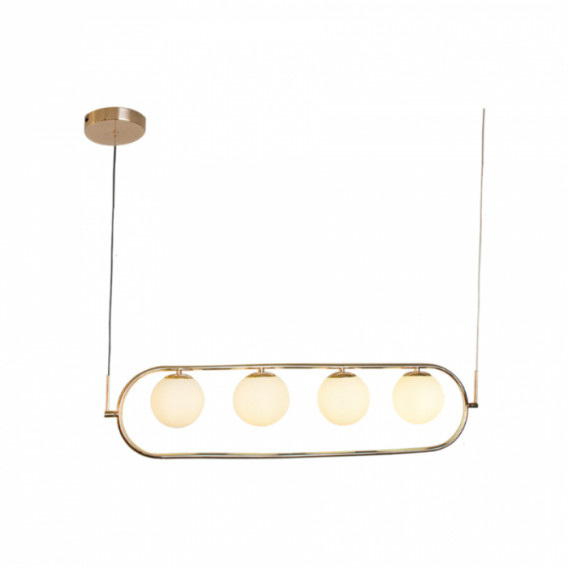 PENDENTE KELLER 88X22CM VIDRO E METAL BRANCO E DOURADO