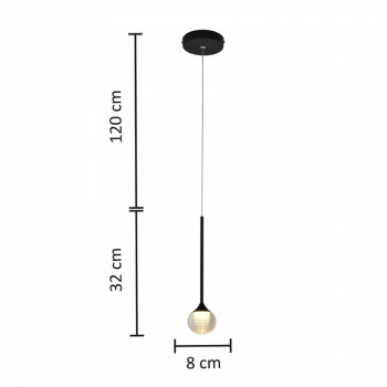 PENDENTE LED DÉLI 8X32CM ACRÍLICO E METAL PRETO