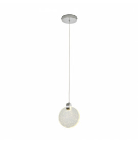 PENDENTE LED SAIGON REDONDO 16X19CM VIDRO E METAL TRANSPARENTE E CROMADO