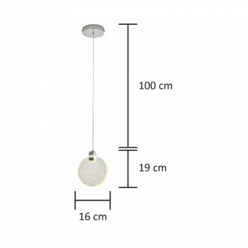 PENDENTE LED SAIGON REDONDO 16X19CM VIDRO E METAL TRANSPARENTE E CROMADO