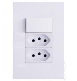 Conjunto Interruptor Paralelo + 2 Tomada 20a 4x2 - RECTA BRANCO GLOSS